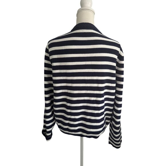J CREW Knit Navy Blue White Striped Cardigan Size XXL - Picture 7 of 8
